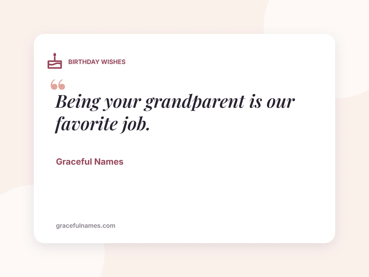 BIRTHDAY WISHES card: Being your grandparent is our favorite job.