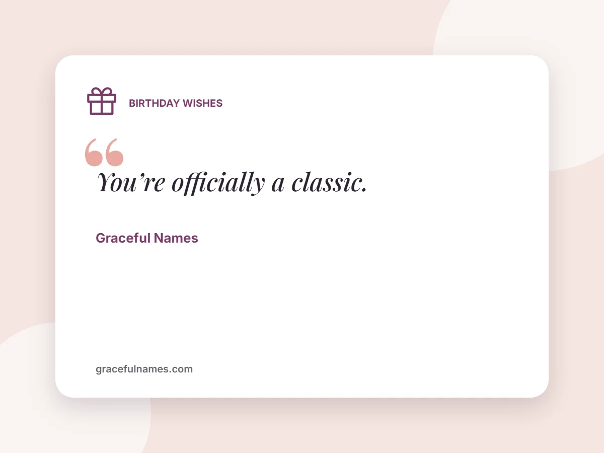 Birthday Wishes card: You’re officially a classic.