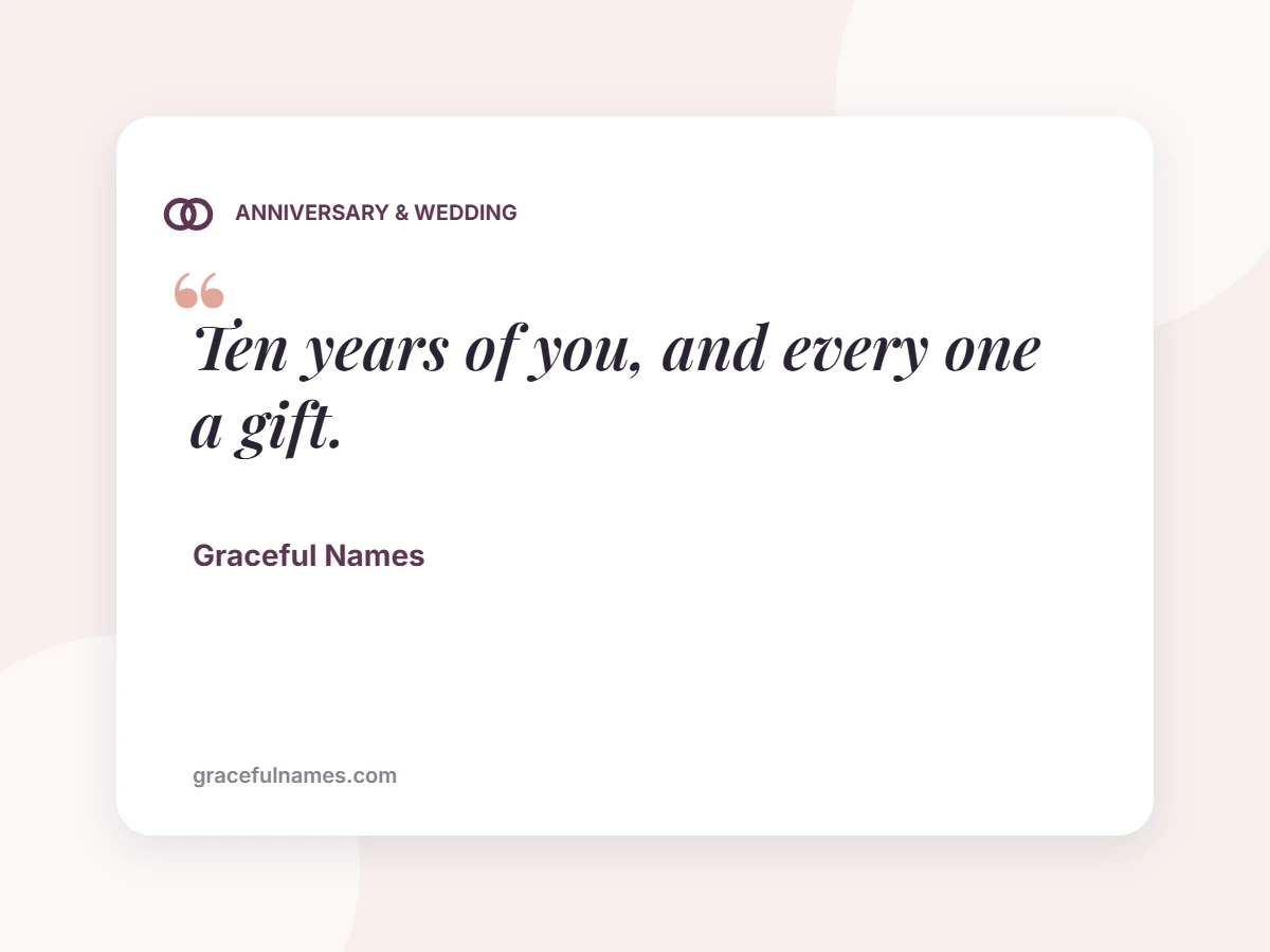 ANNIVERSARY & WEDDING card: Ten years of you, and every one a gift.