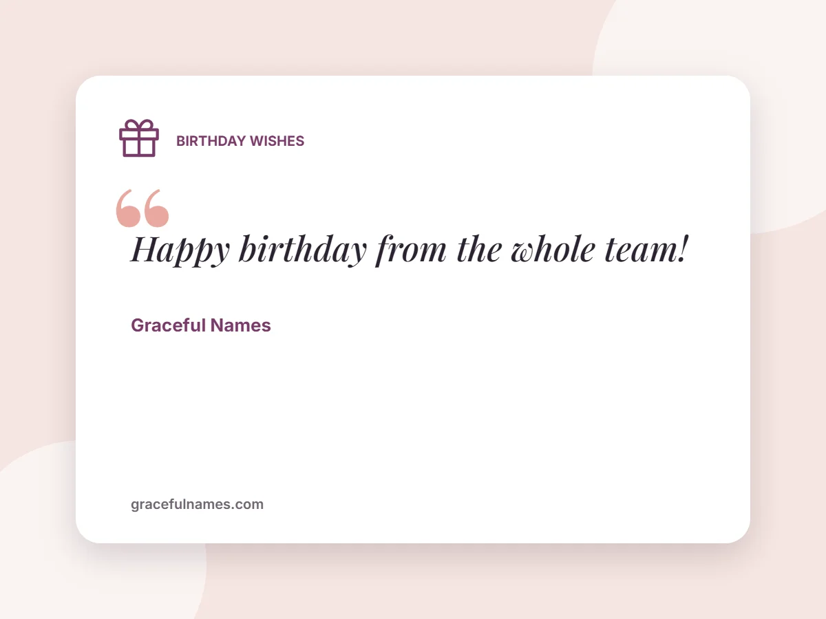 Birthday Wishes card: Happy birthday from the whole team!