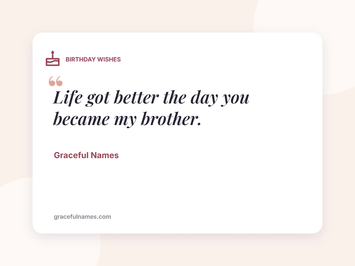 BIRTHDAY WISHES card: Life got better the day you became my brother.
