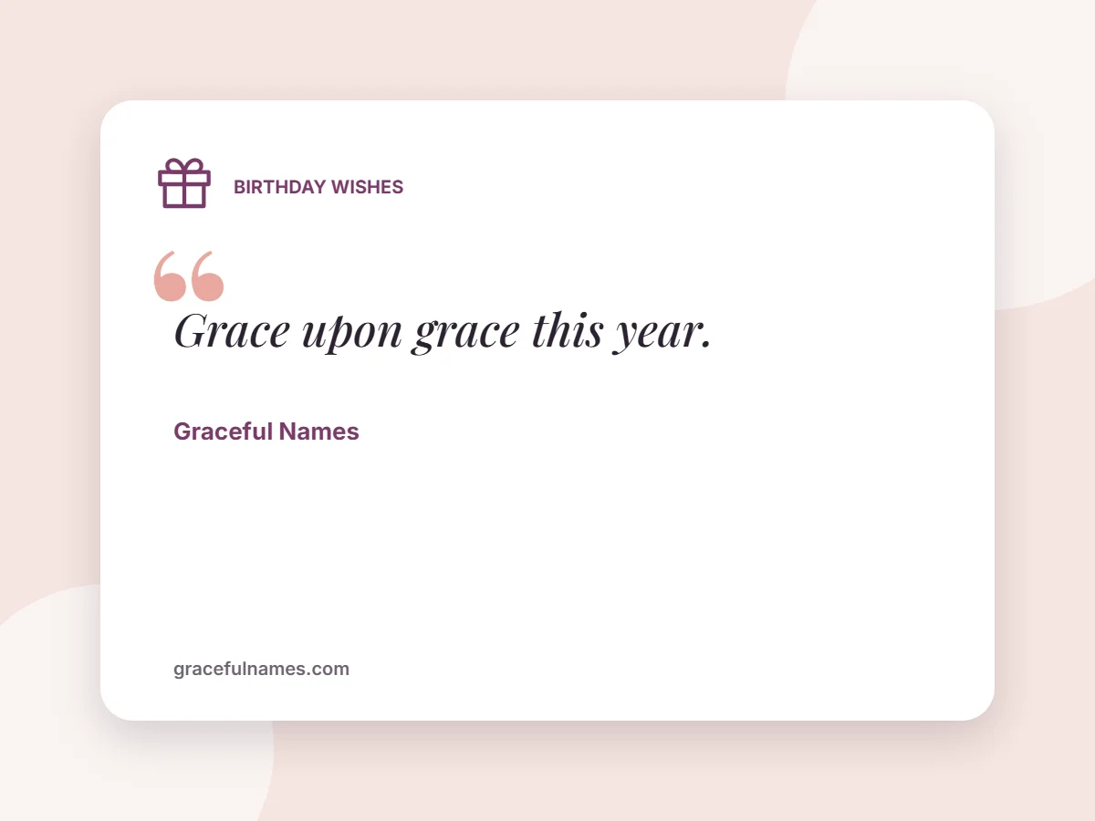 Birthday Wishes card: Grace upon grace this year.