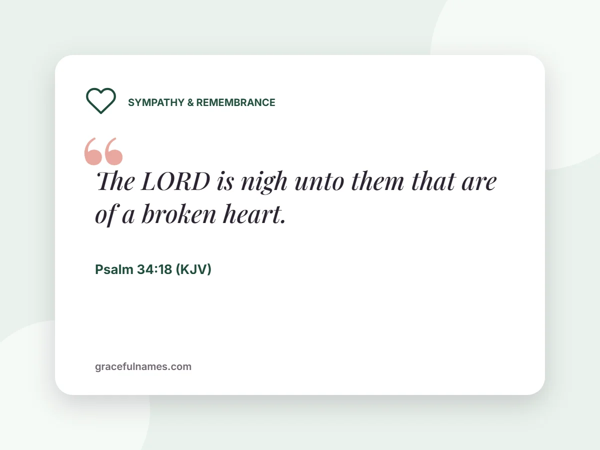 Sympathy & Remembrance card: The LORD is nigh unto them that are of a broken heart.