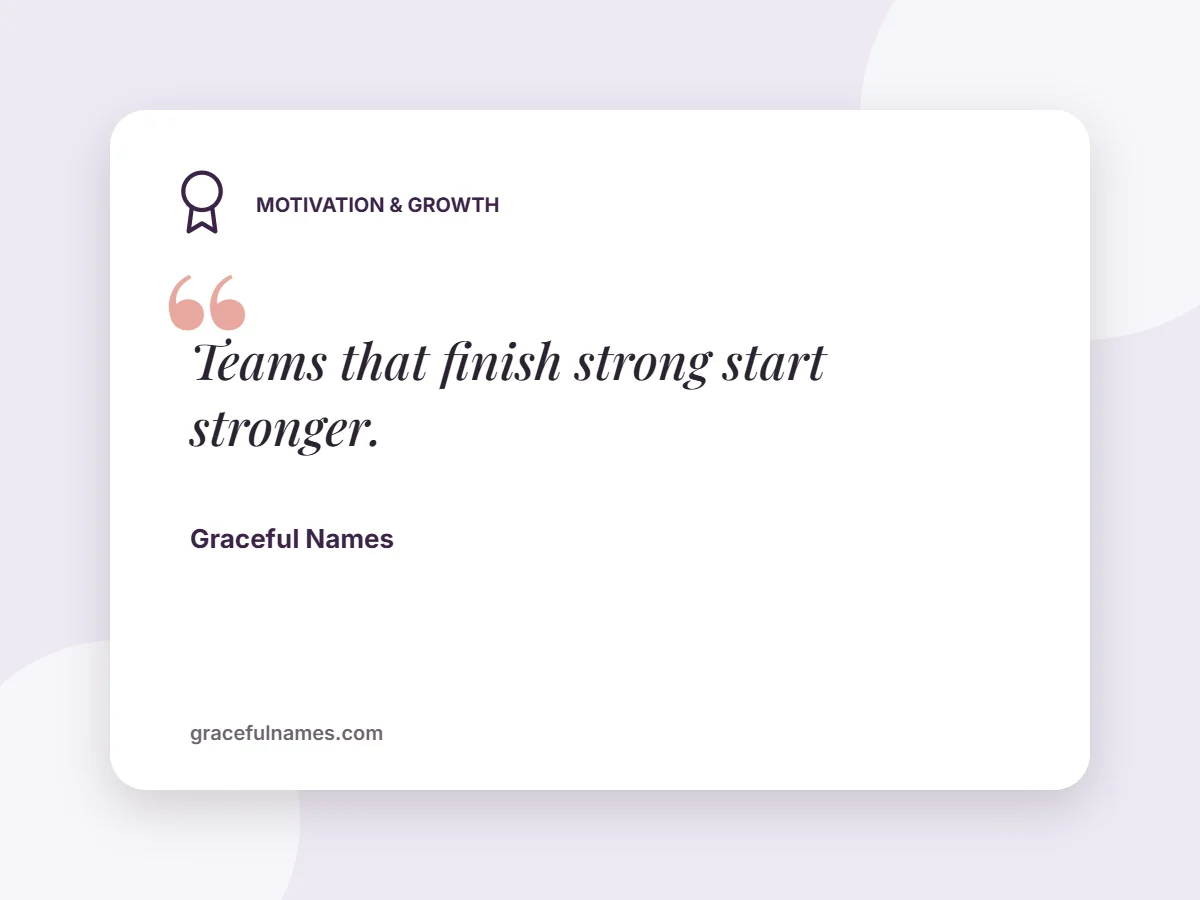 Motivation & Growth card: Teams that finish strong start stronger.