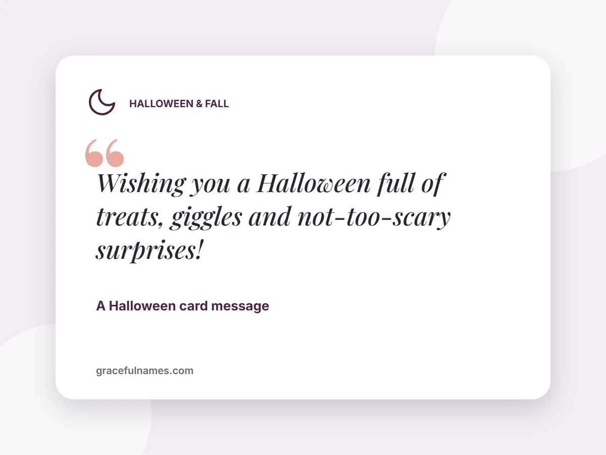 Halloween & Fall card: Wishing you a Halloween full of treats, giggles and not-too-scary surprises!