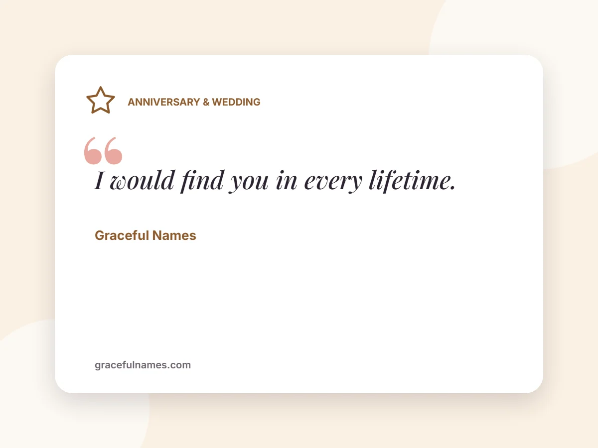 Anniversary & Wedding card: I would find you in every lifetime.