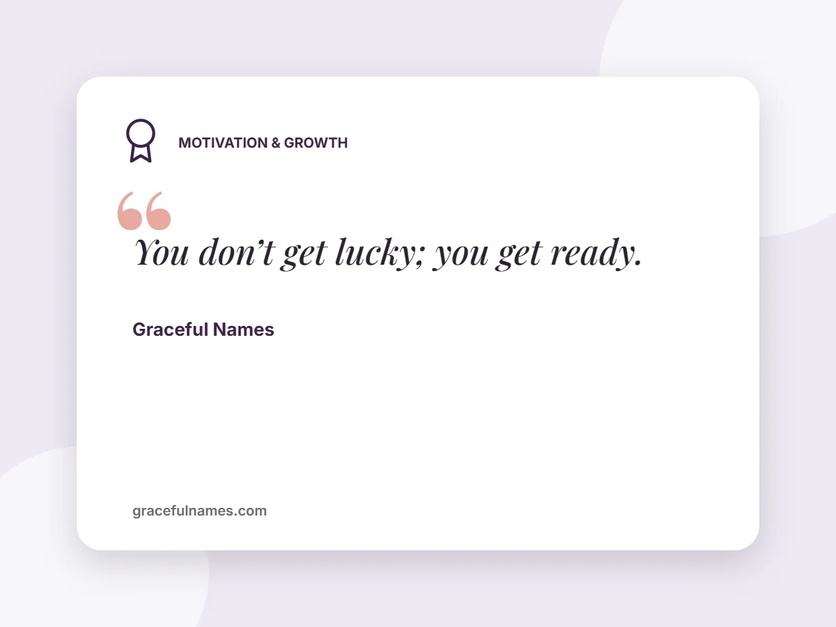 Motivation & Growth card: You don’t get lucky; you get ready.