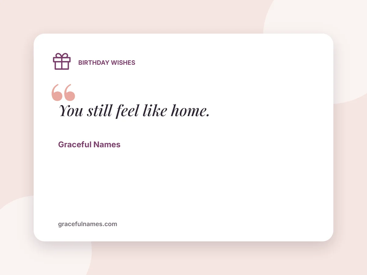 Birthday Wishes card: You still feel like home.