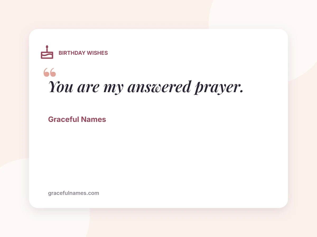 BIRTHDAY WISHES card: You are my answered prayer.