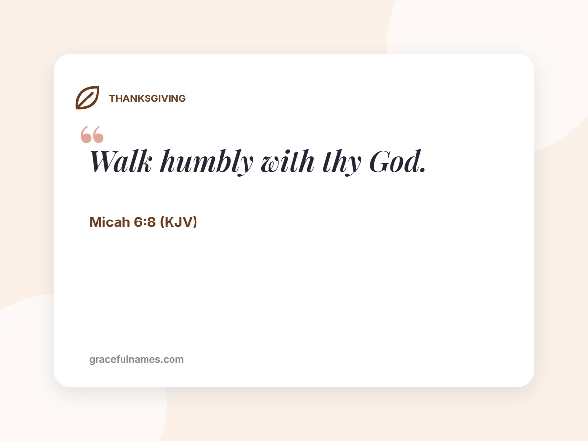 THANKSGIVING card: Walk humbly with thy God.