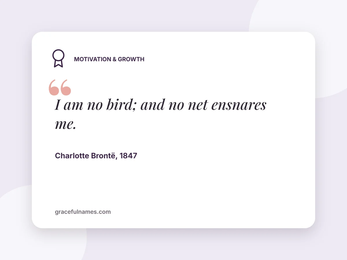 Motivation & Growth card: I am no bird; and no net ensnares me.