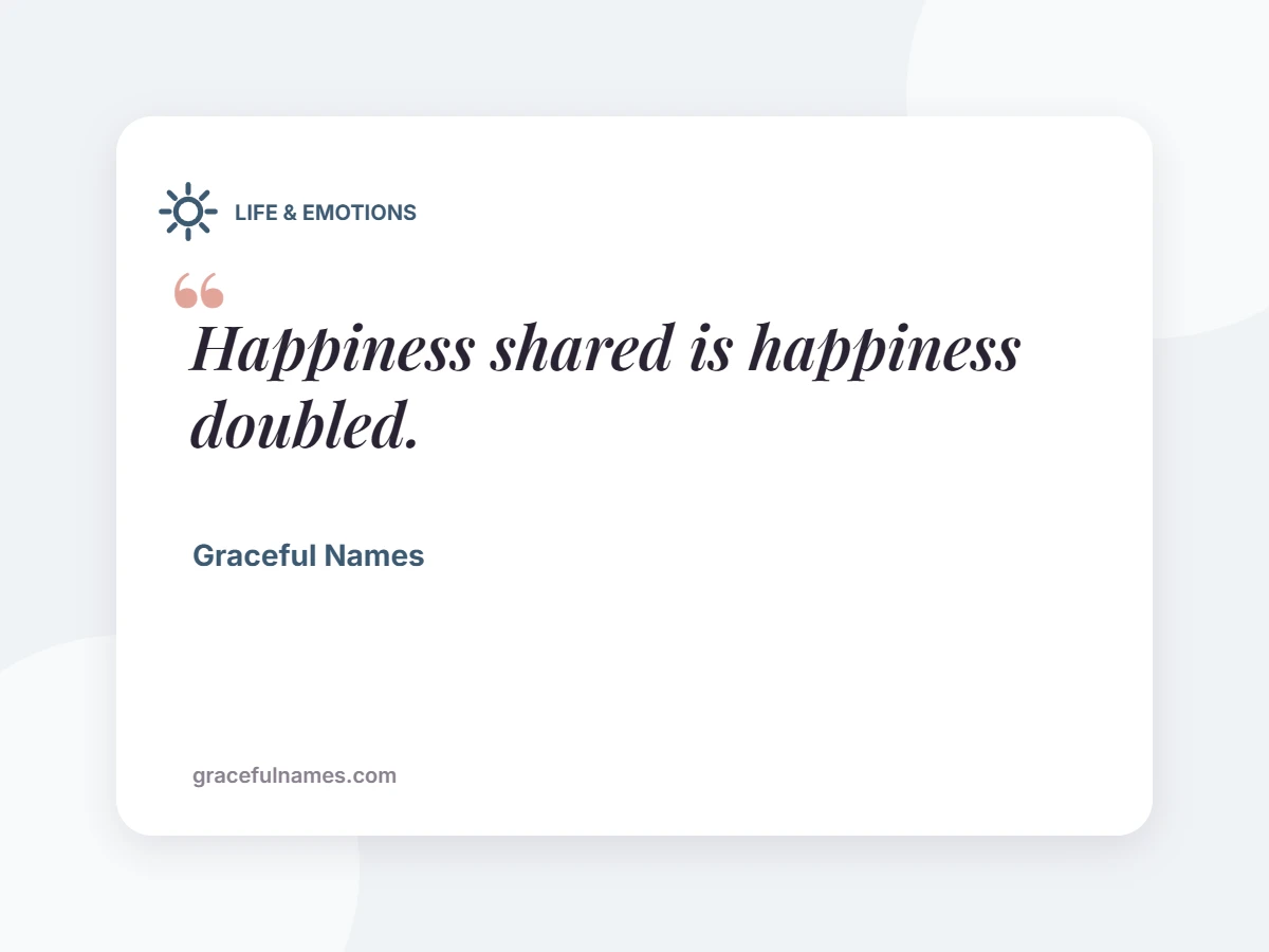 LIFE & EMOTIONS card: Happiness shared is happiness doubled.