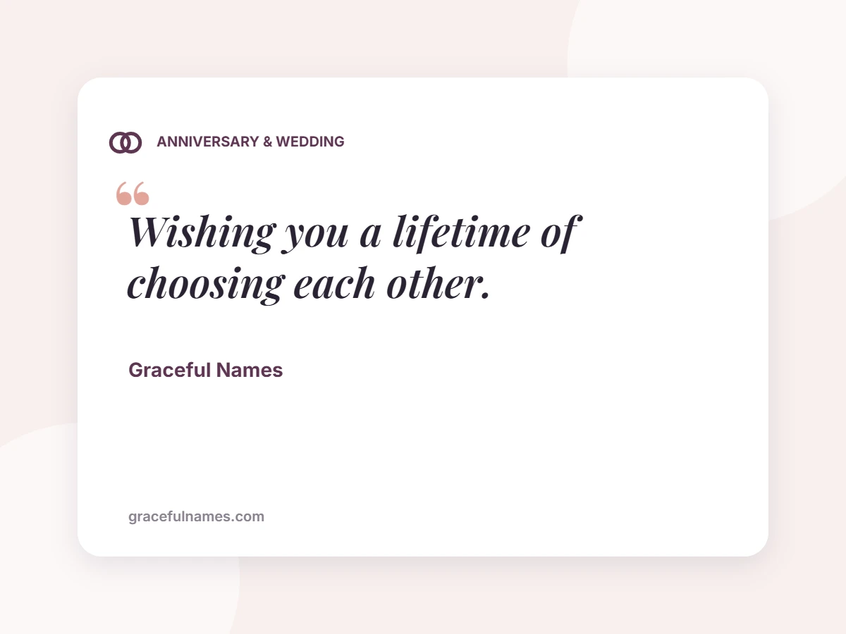 ANNIVERSARY & WEDDING card: Wishing you a lifetime of choosing each other.