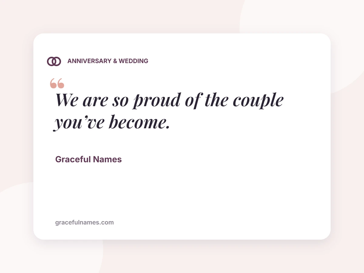 ANNIVERSARY & WEDDING card: We are so proud of the couple you’ve become.