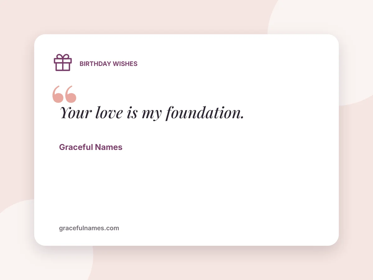 Birthday Wishes card: Your love is my foundation.