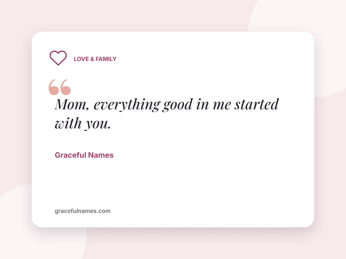 Love & Family card: Mom, everything good in me started with you.