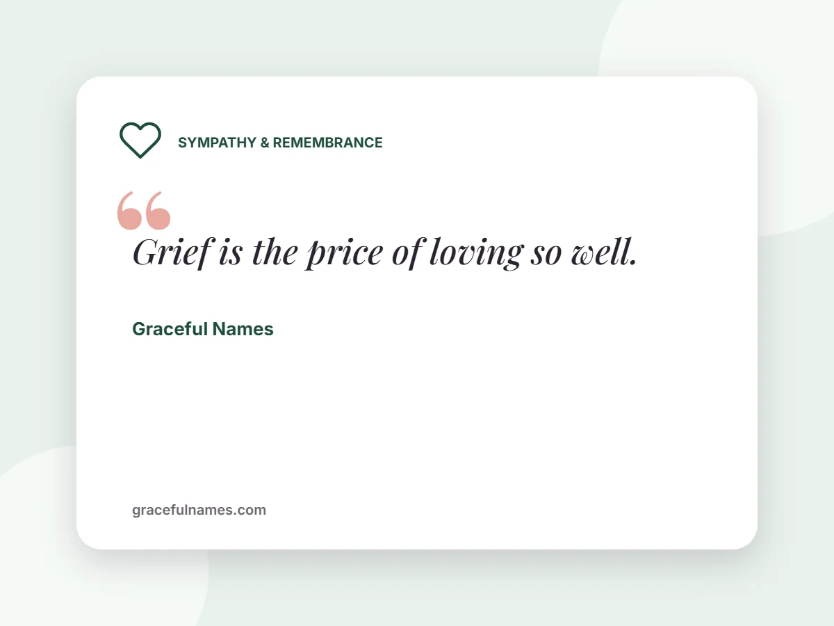 Sympathy & Remembrance card: Grief is the price of loving so well.