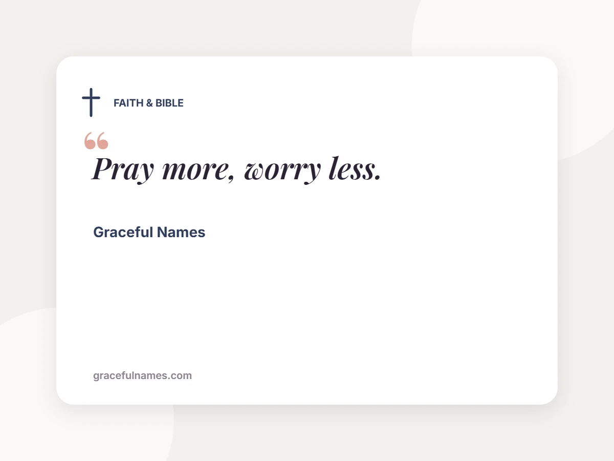 FAITH & BIBLE card: Pray more, worry less.