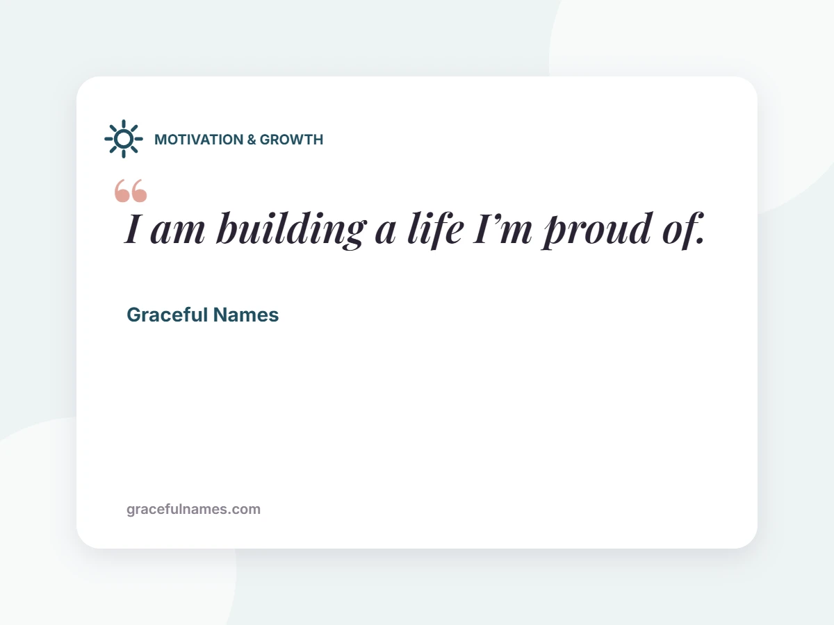 MOTIVATION & GROWTH card: I am building a life I’m proud of.