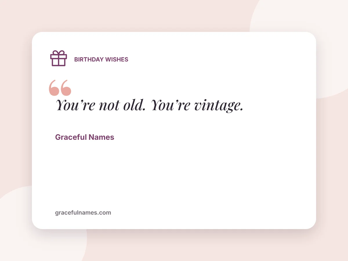 Birthday Wishes card: You’re not old. You’re vintage.