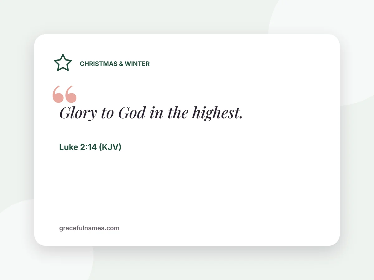 Christmas & Winter card: Glory to God in the highest.