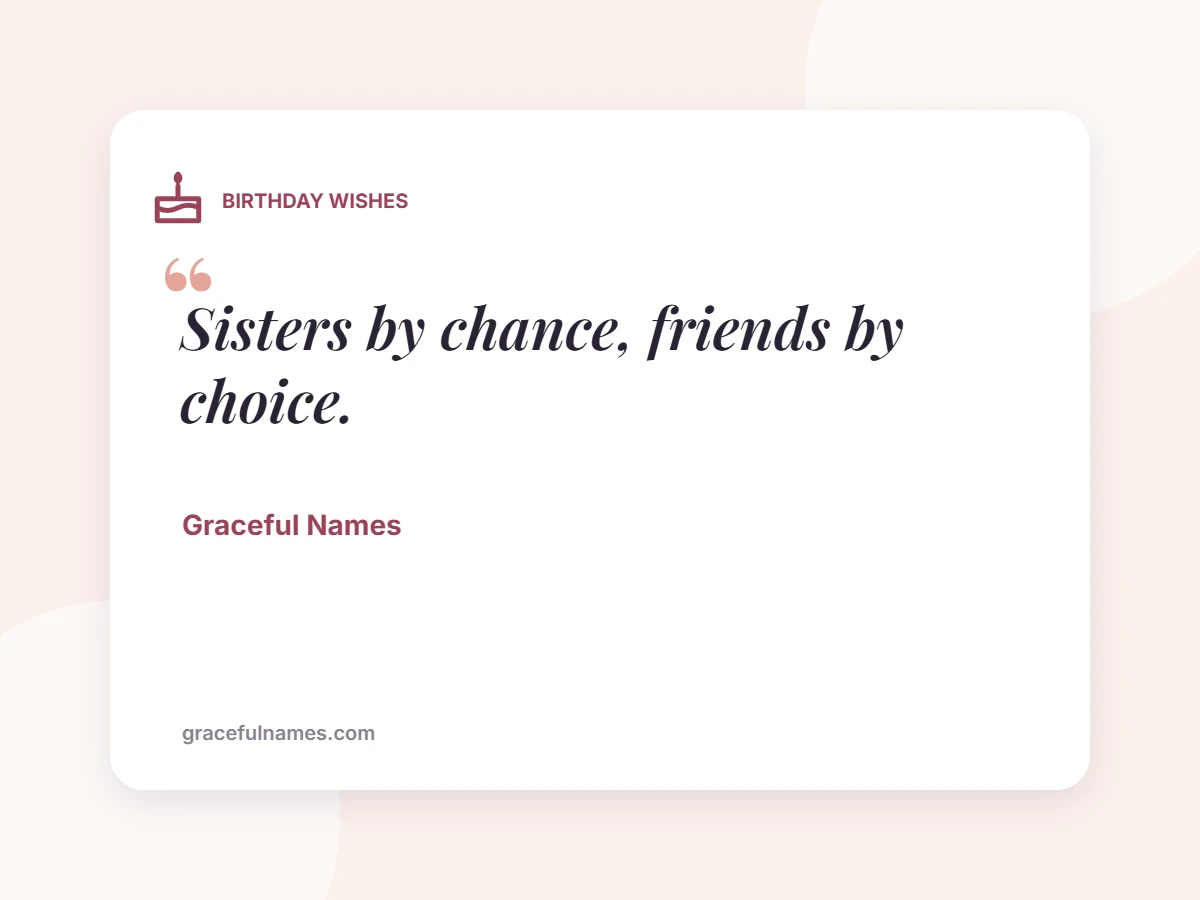BIRTHDAY WISHES card: Sisters by chance, friends by choice.