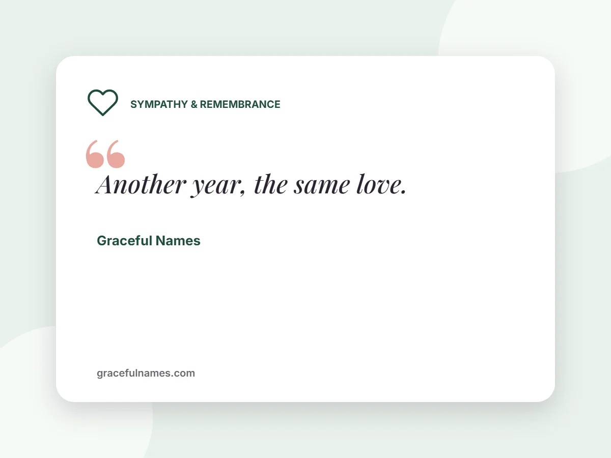 Sympathy & Remembrance card: Another year, the same love.