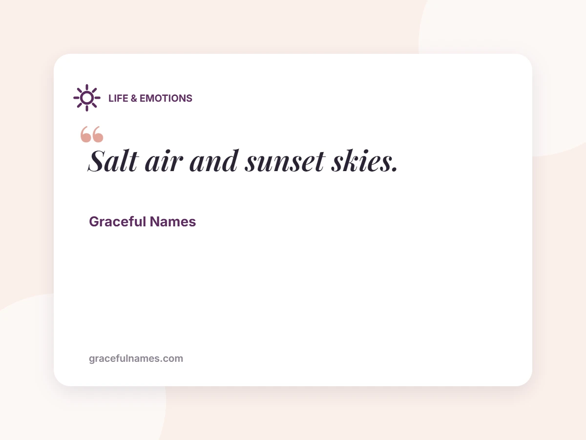 LIFE & EMOTIONS card: Salt air and sunset skies.
