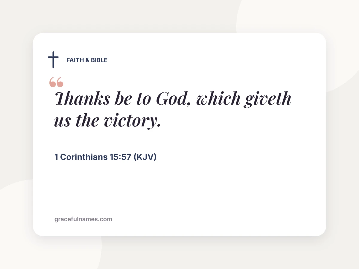 FAITH & BIBLE card: Thanks be to God, which giveth us the victory.