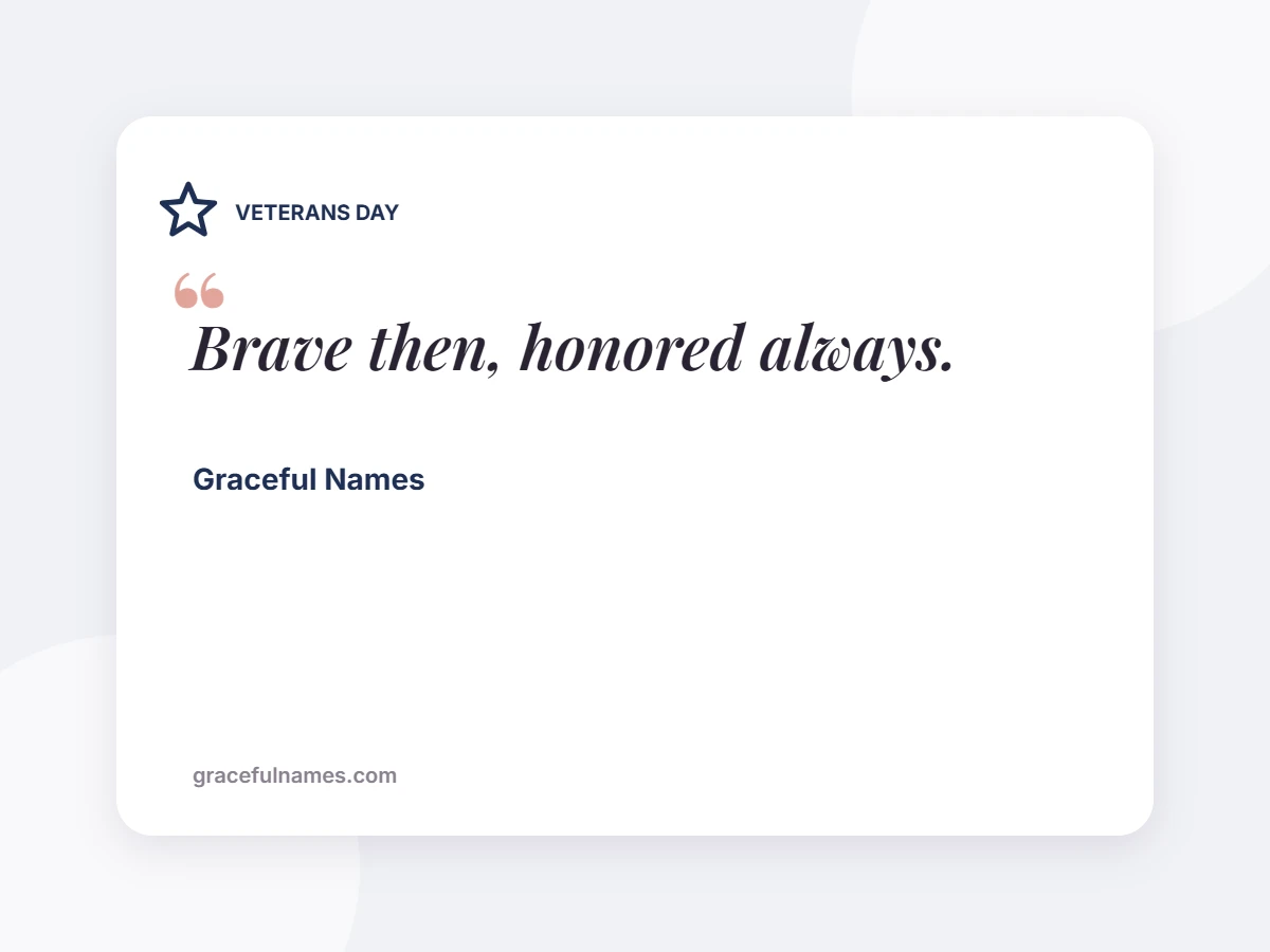 VETERANS DAY card: Brave then, honored always.