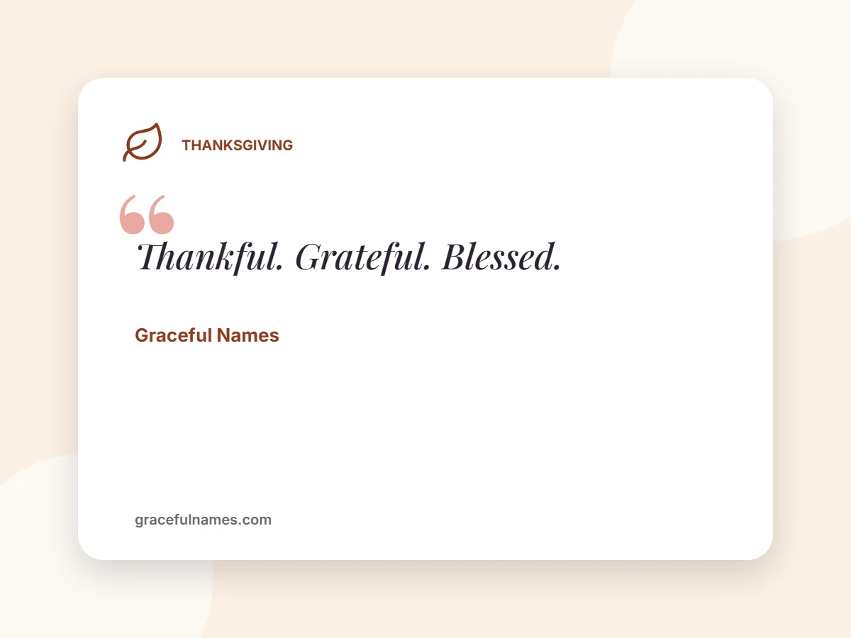 Thanksgiving card: Thankful. Grateful. Blessed.