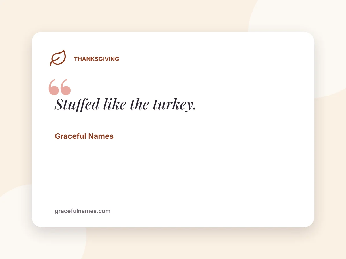 Thanksgiving card: Stuffed like the turkey.