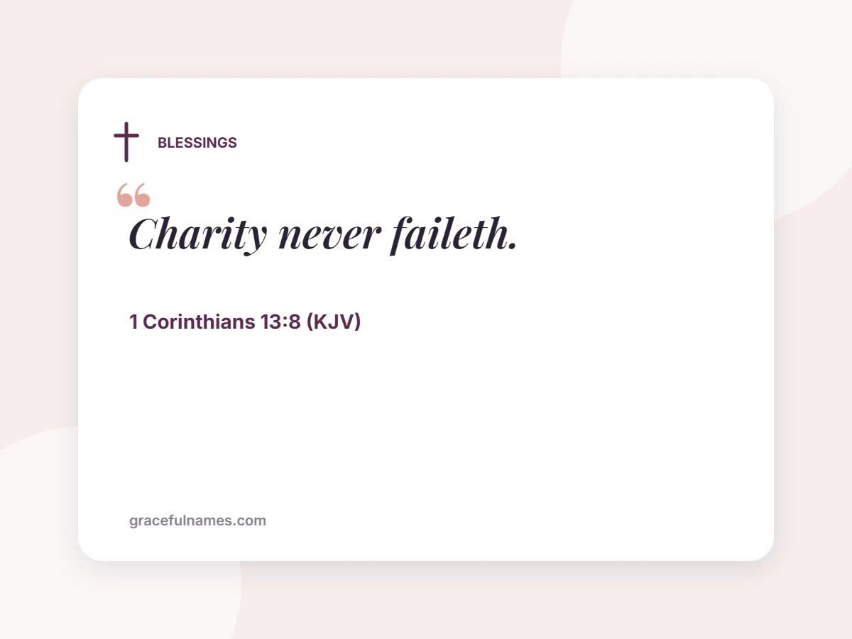 BLESSINGS card: Charity never faileth.