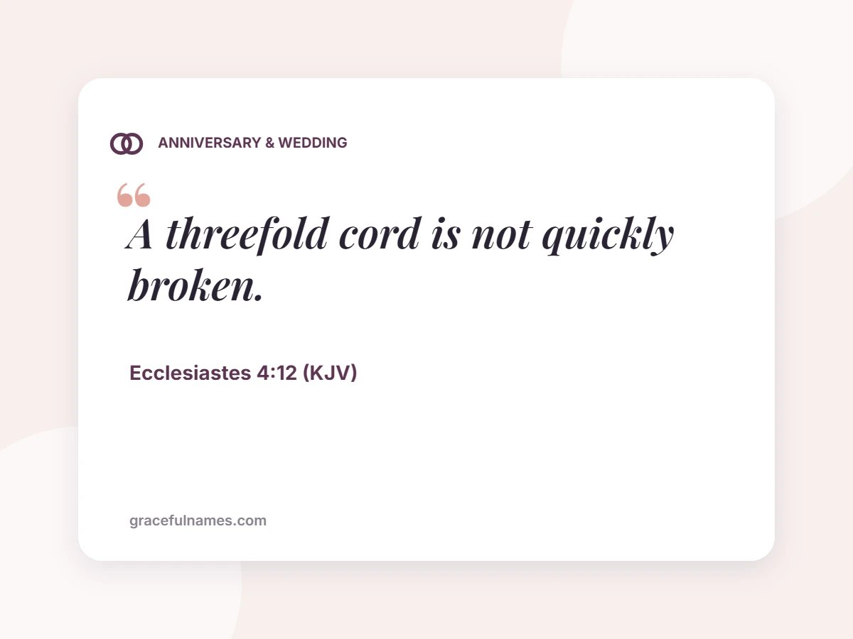 ANNIVERSARY & WEDDING card: A threefold cord is not quickly broken.
