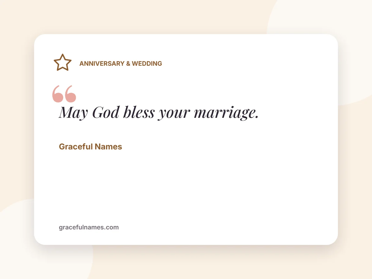 Anniversary & Wedding card: May God bless your marriage.